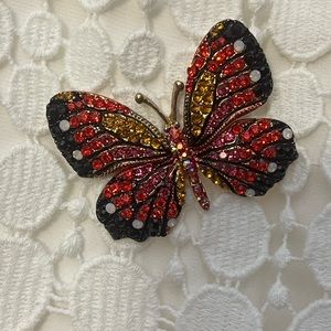 Stunning Sparkling Butterfly Pin Made From a Rainbow Of Gorgeous Chrystals